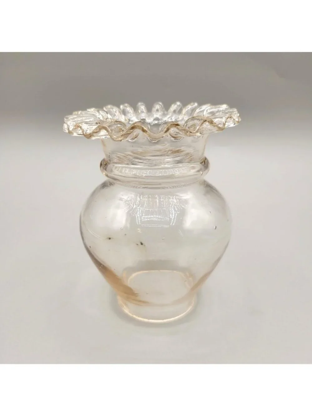 Peach Glass Lamp Shade Vintage Blown Glass Crimped Edge